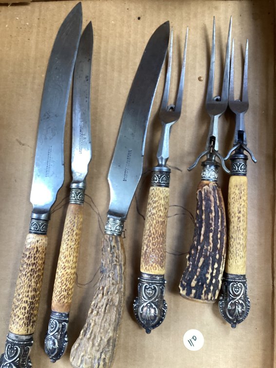 Antique Stag carving set 6 piece