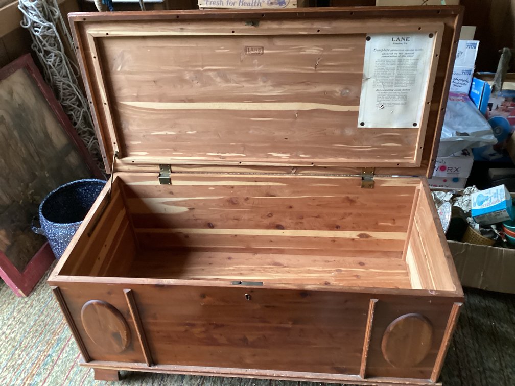 Old Lane cedar chest on wheels
