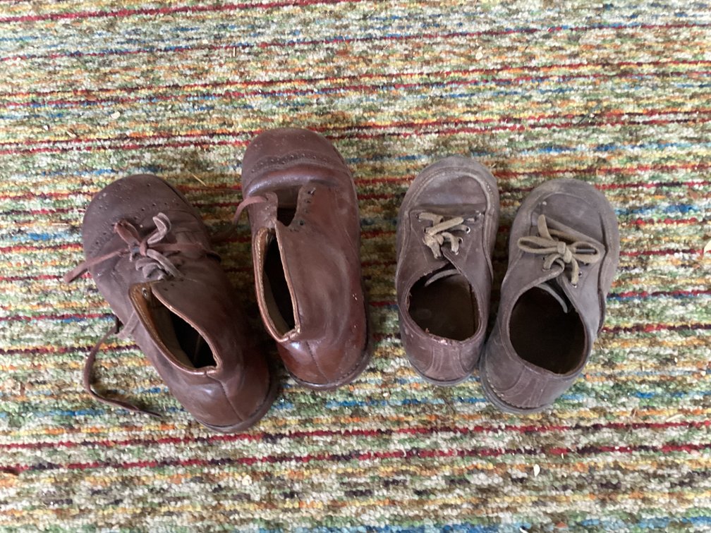 2 pair antique childrens shoes
