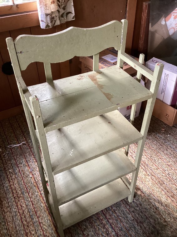 Oak book shelf painted white 10 x18 1/2 x 38 h.