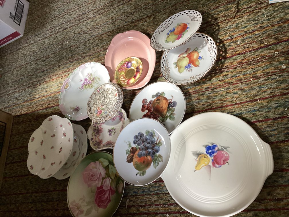 13 serving plates and platters