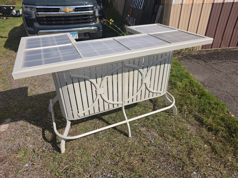 Beige Metal Outdoor Patio Bar