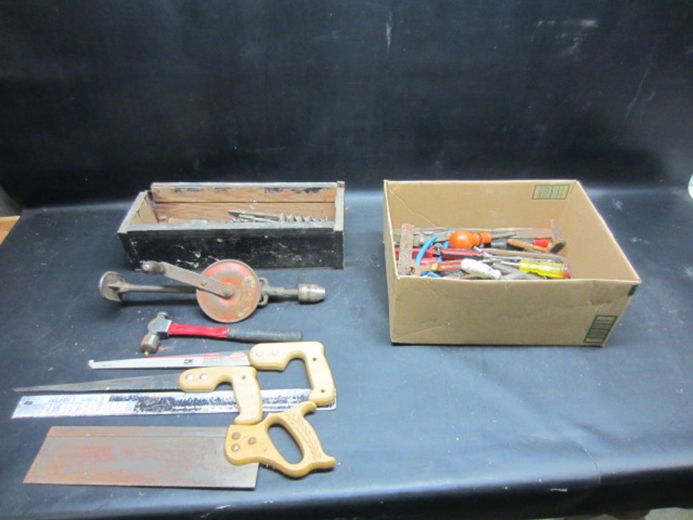 CARDBOARD BOX & WOOD CRATE.