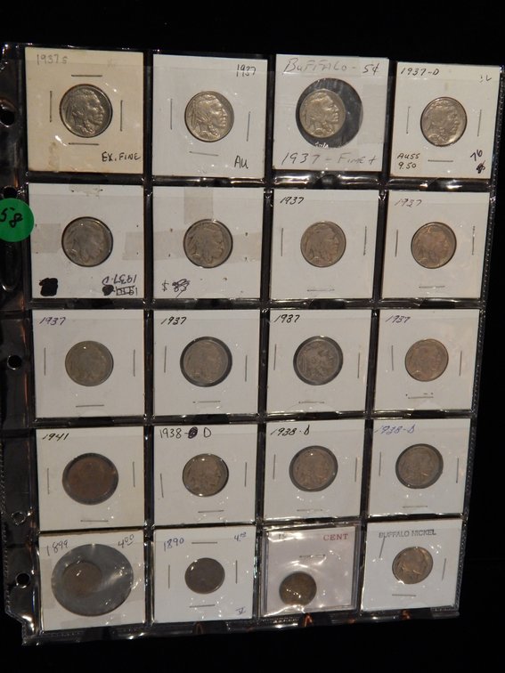 Dealer's Overstock 17 Buffalo Nickels 3 Indian Head Cents