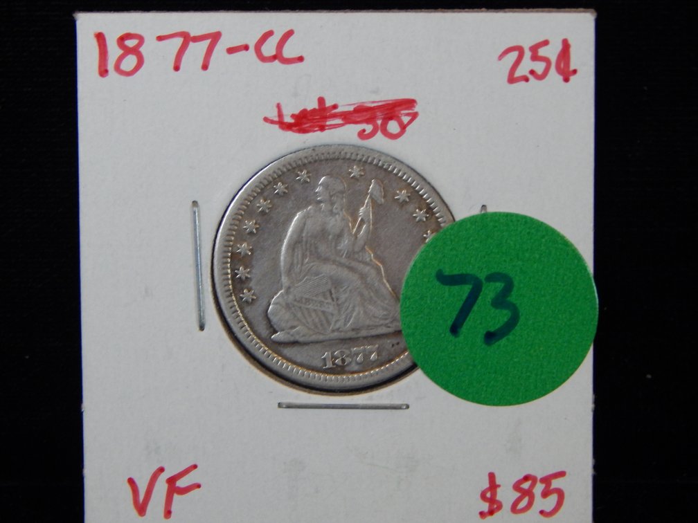 1877-CC Seated Liberty Quarter