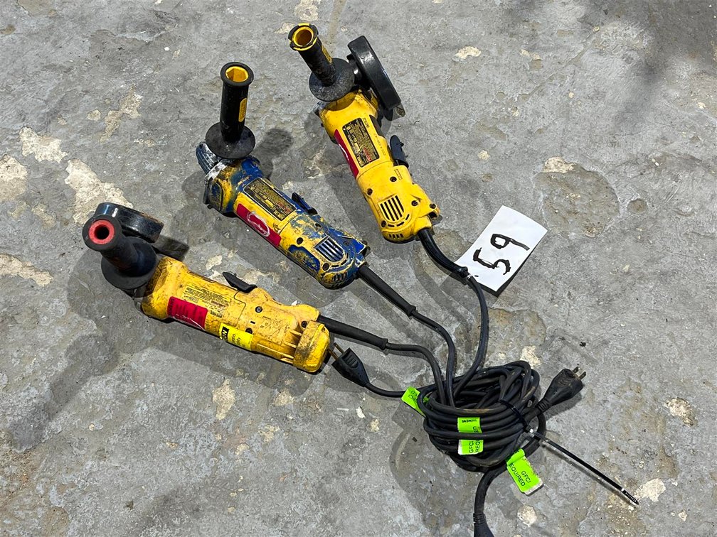 LOT OF THREE DEWALT ANGLE GRINDERS