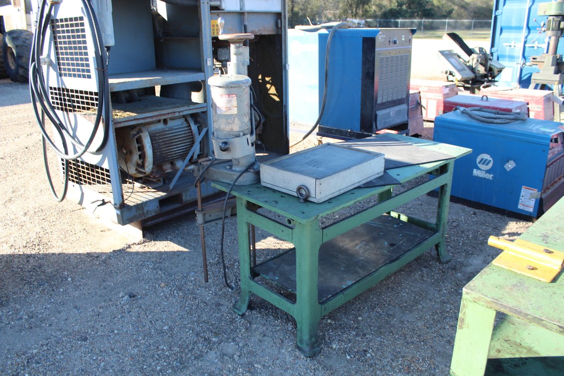 STEEL WORK TABLE WITH ELECTRIC PRESS