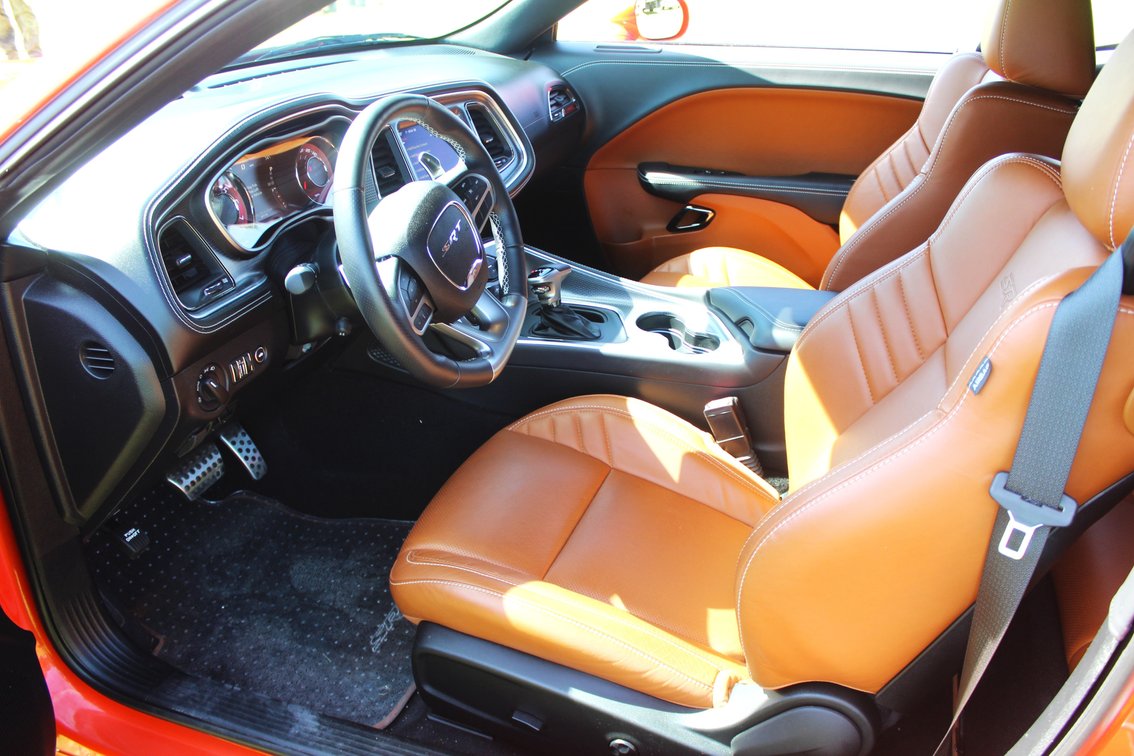Interior of the Hellcat Widebody Convertible showing the Laguna leather seats, for sale at Henderson Auctions