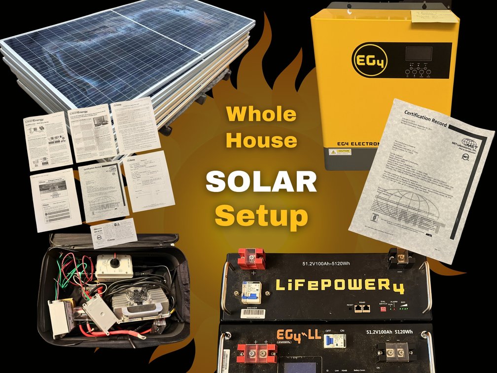 SOLAR PANEL SYSTEM WITH BATTERIES, COMPLETE SYSTEM