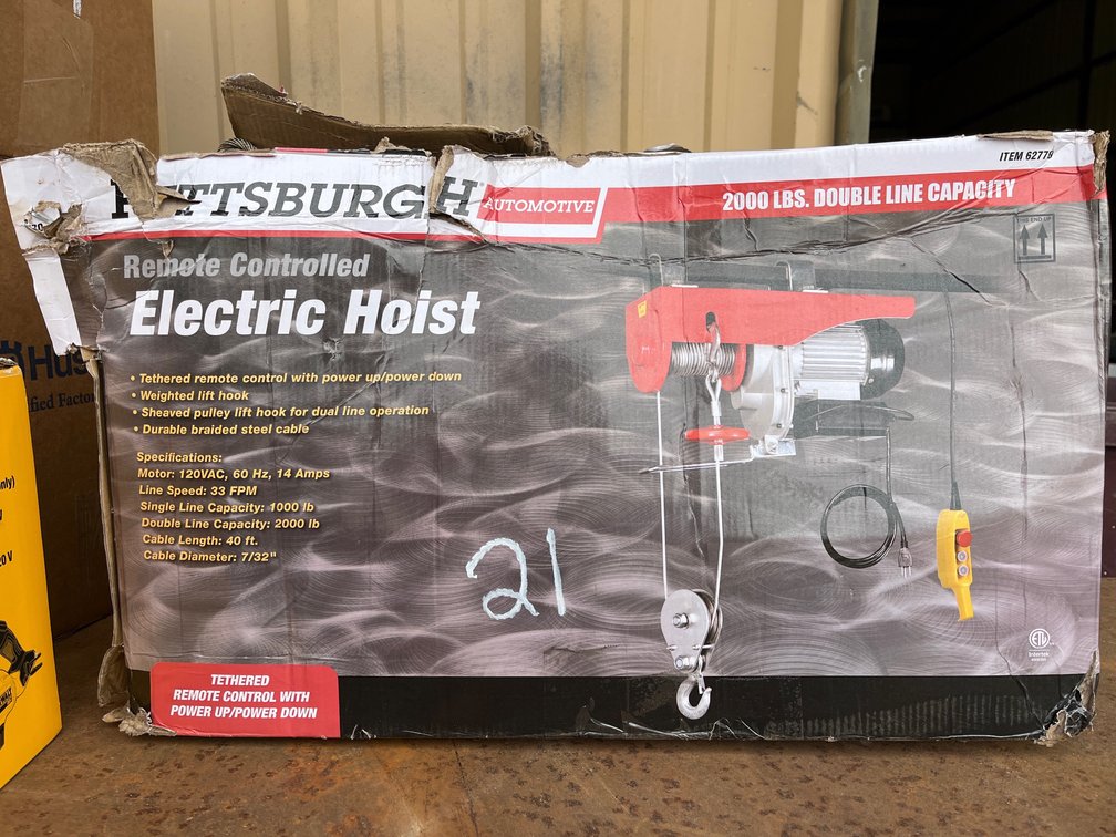 PITTSBURGH REMOTE CONTROLLED ELETRIC HOIST