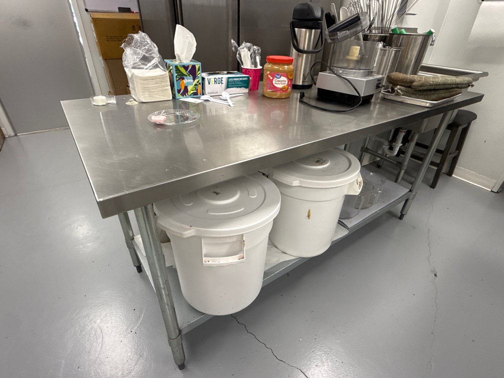 (1) 6 FT LONG STAINLESS STEEL PREP-TABLE