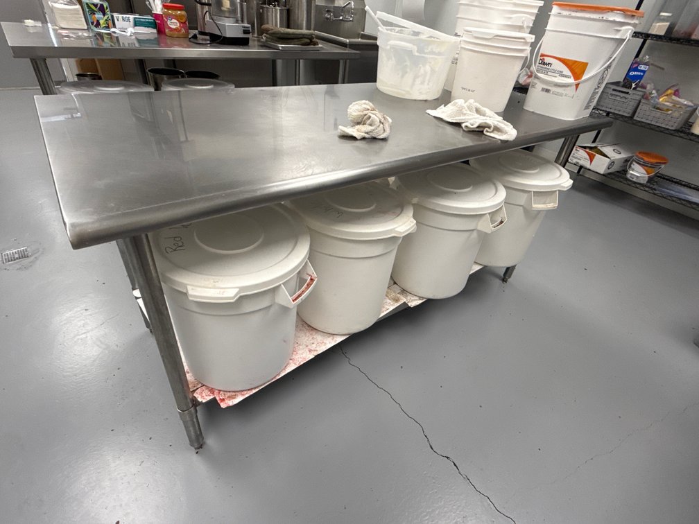 (1) 6 FT LONG STAINLESS STEEL PREP-TABLE