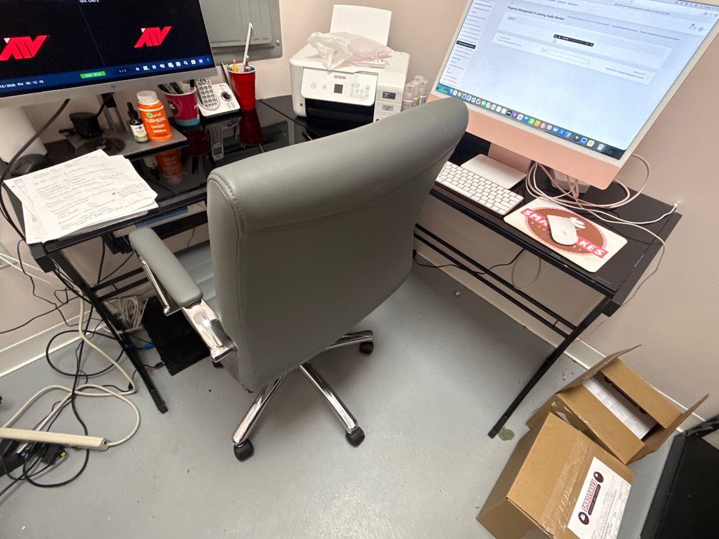 COMPUTER DESK, SMALL TABLE, AND CHAIR ONLY IN THIS LOT