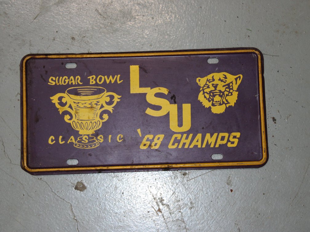 1968 LSU SUGAR BOWL CHAMPIONS LICENSE PLATE