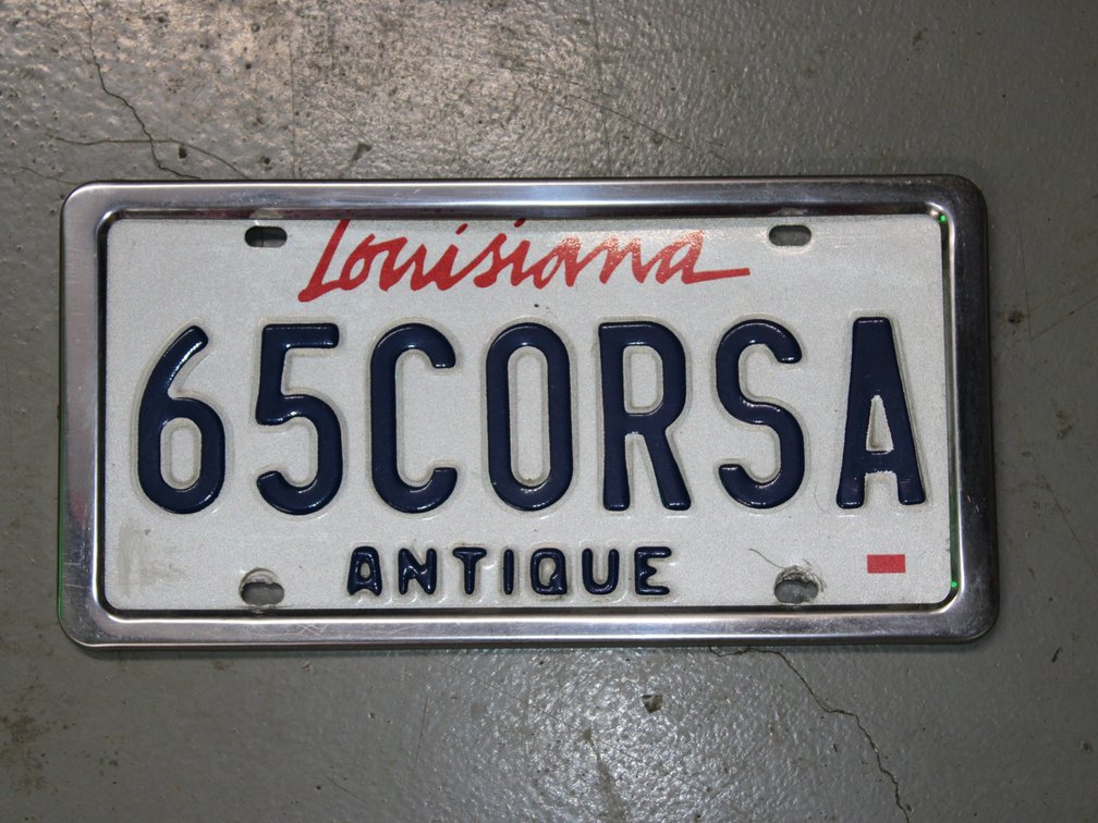 65 CORSA ANTIQUE LOUISIANA LICENSE PLATE
