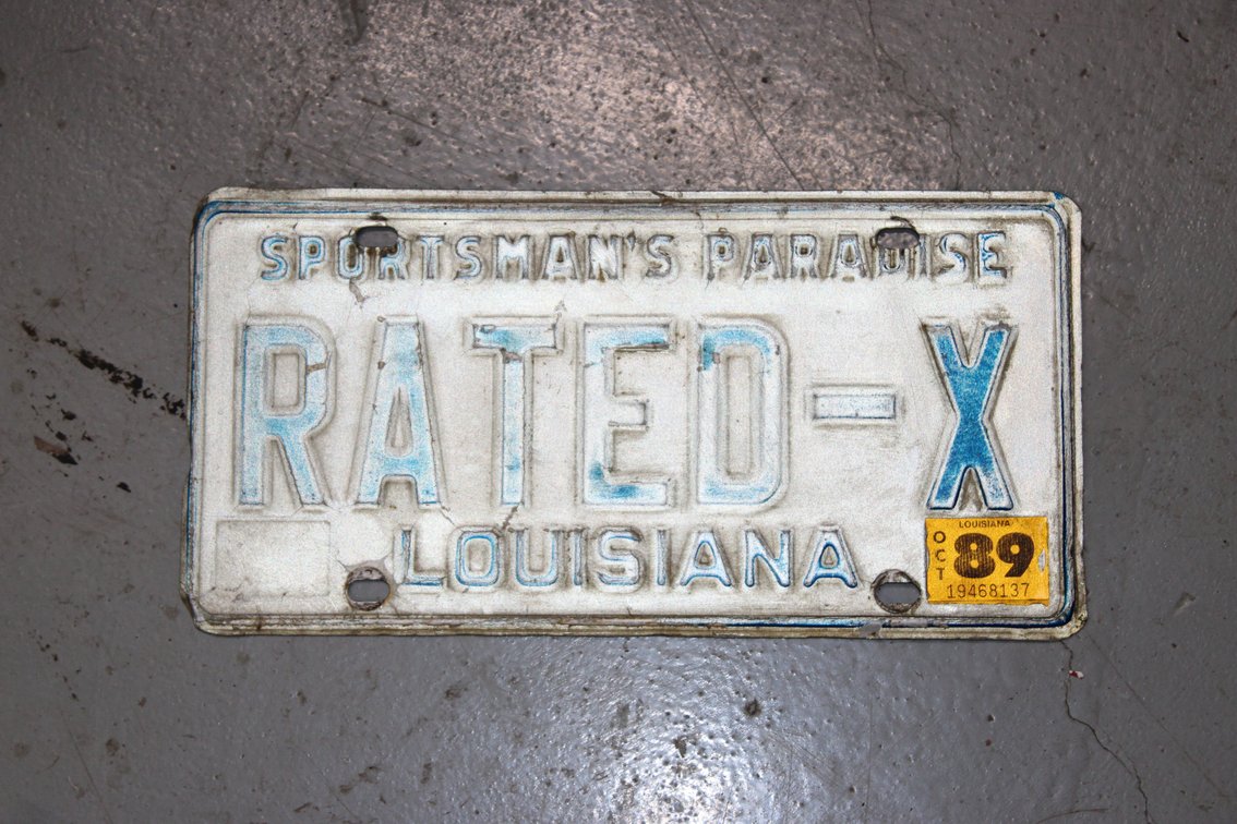 RATED-X LOUISIANA LICENSE PLATE