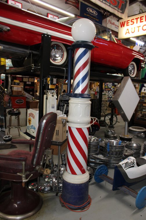 90" VINTAGE ILLUMINATED BARBER POLE