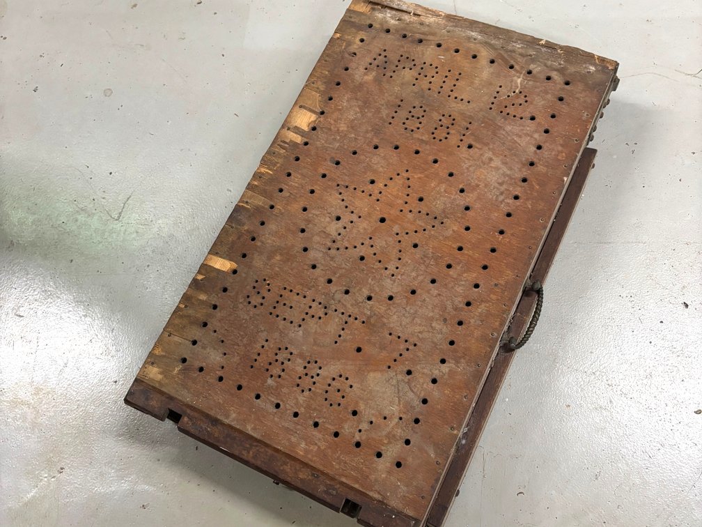APRIL 12, 1881 WOODEN EMBALMING TABLE 15X26