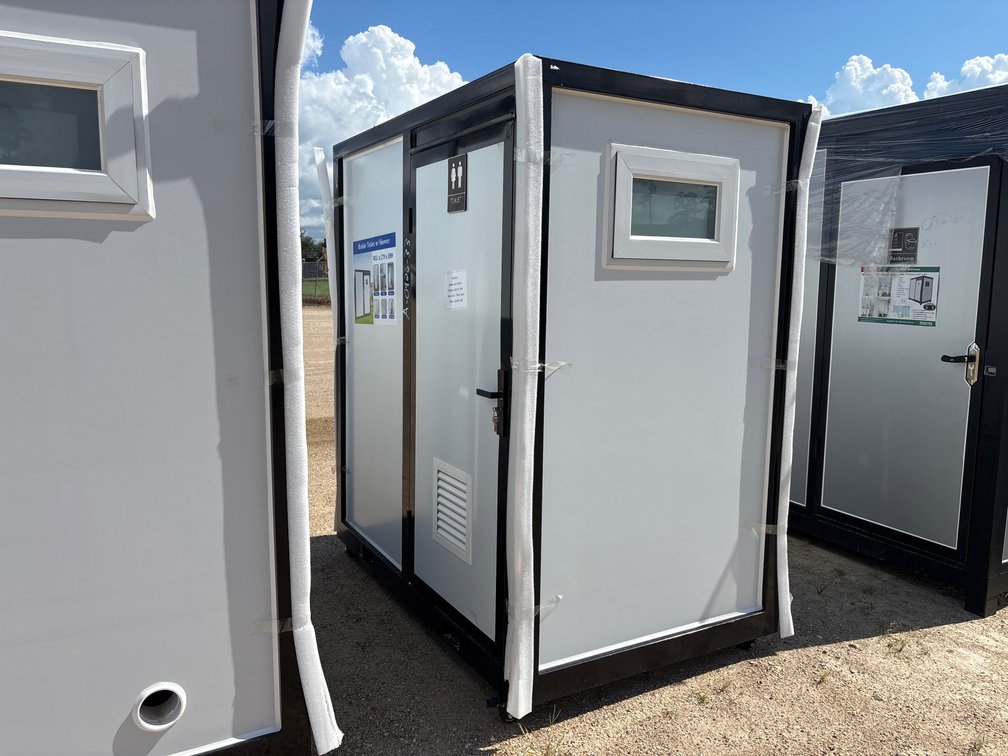 Portable Bathroom 
w/ Shower
White/ Black Frame
