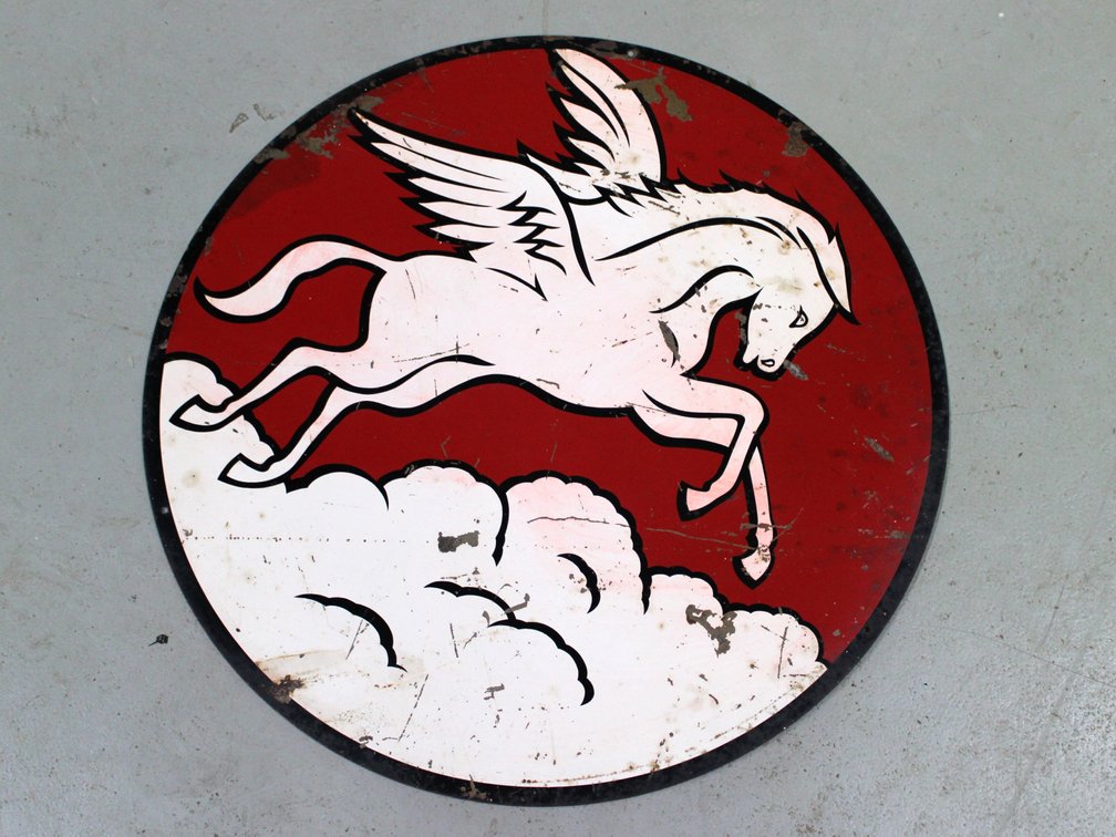 MOBILGAS PEGASUS LOGO METAL SIGN - 23.5" DIAMETER