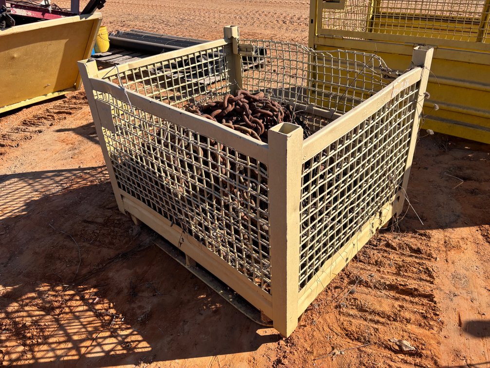 Heavy-Duty Lifting Chain Sling and Wire Mesh Storage Bin