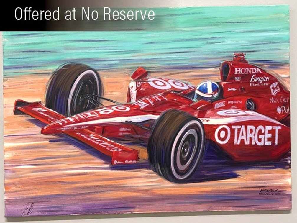 Offered at No Reserve | 2009 DARIO FRANCHITTI SIGNED ROGER WARRICK PAINTING