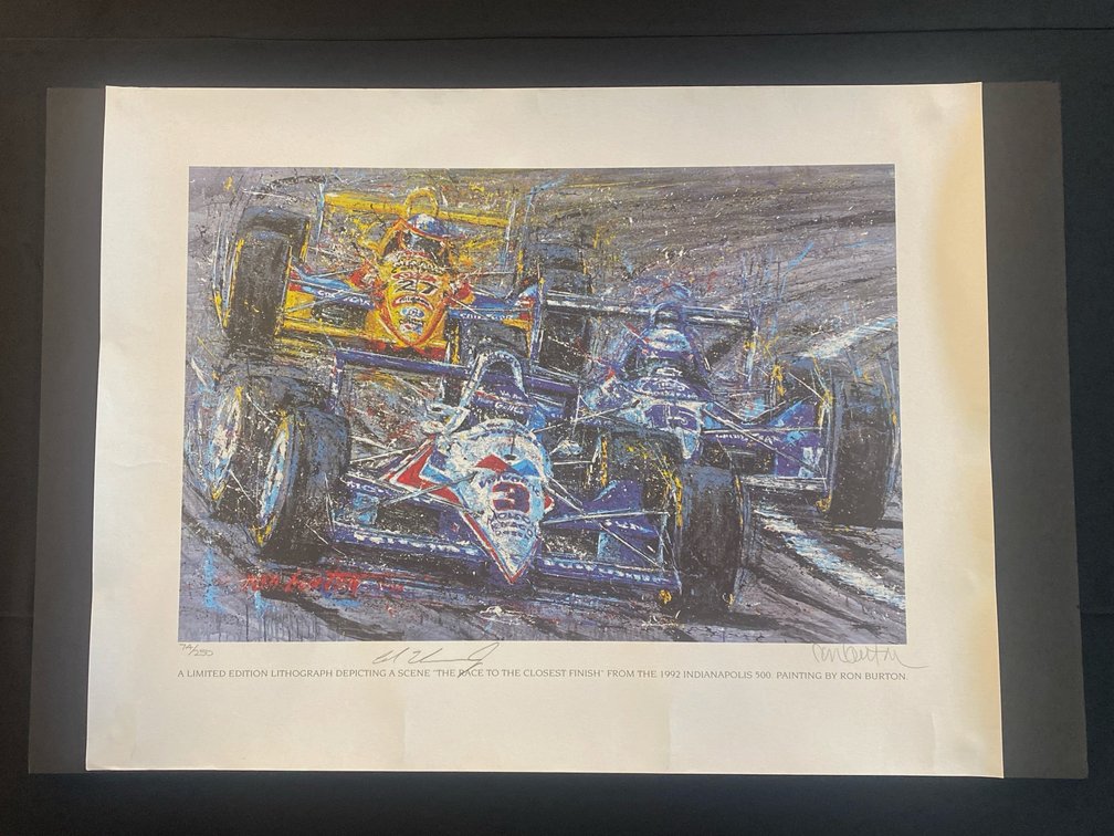 Offered at No Reserve | 1992 AL UNSER JR. SIGNED INDY 500 WIN PRINT