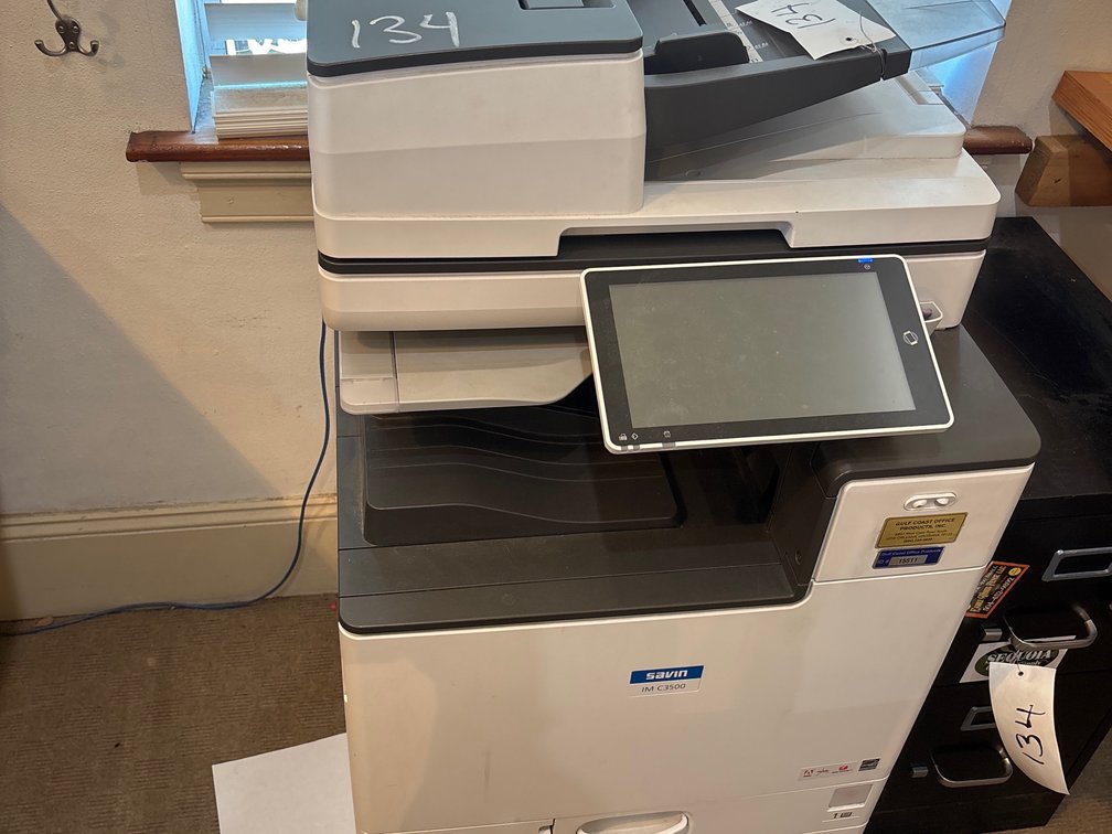 SAVIN IMC3500 COPY MACHINE AND 2 DOOR FILING CABINET