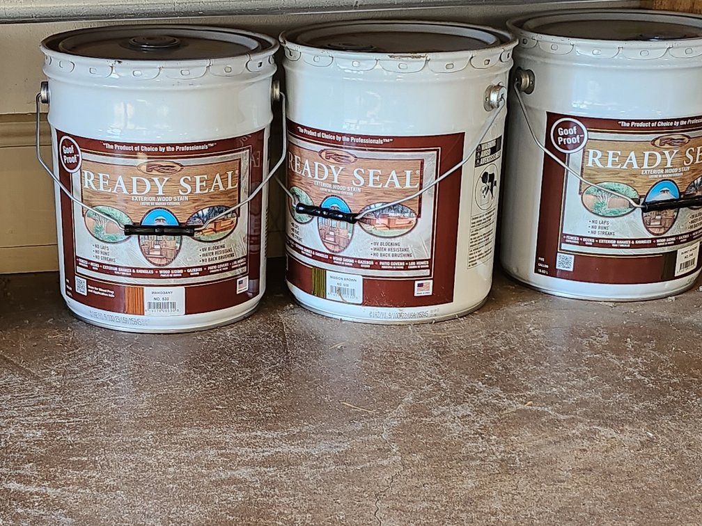 LOT OF 5 GALLON WOOD STAIN