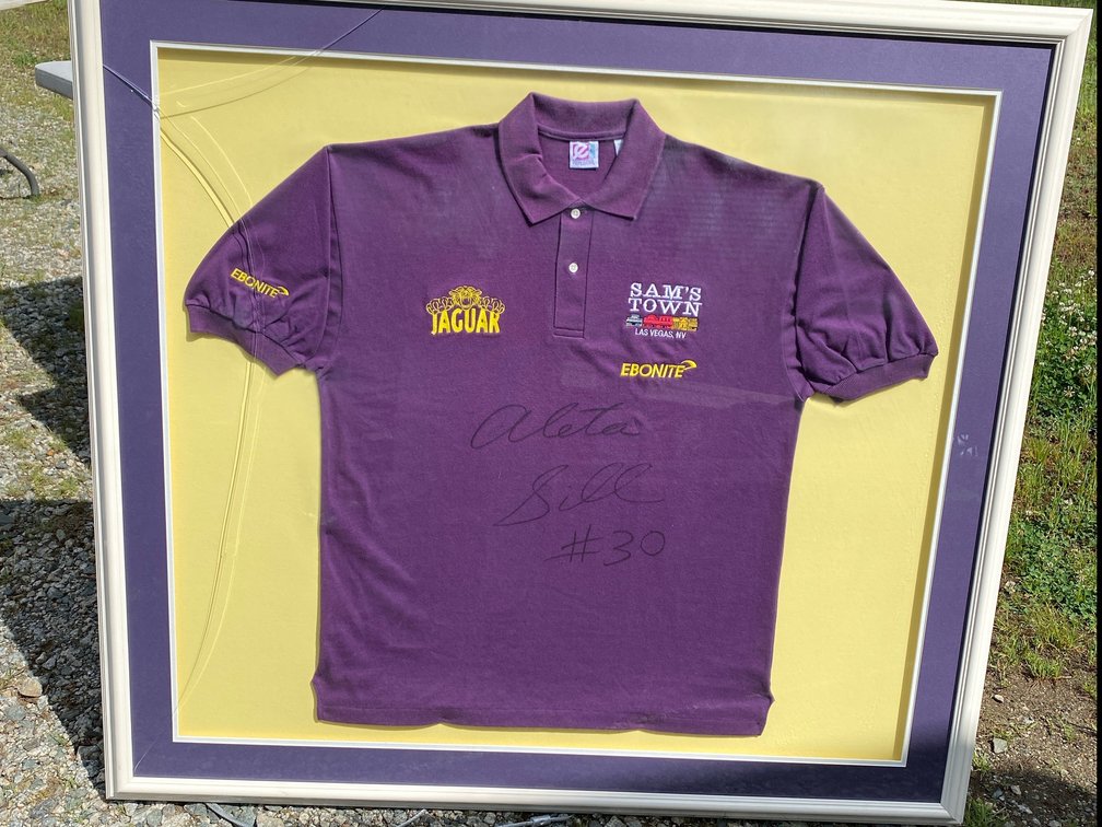 Pro Bowler Autographed Framed Shirt - cracked glass