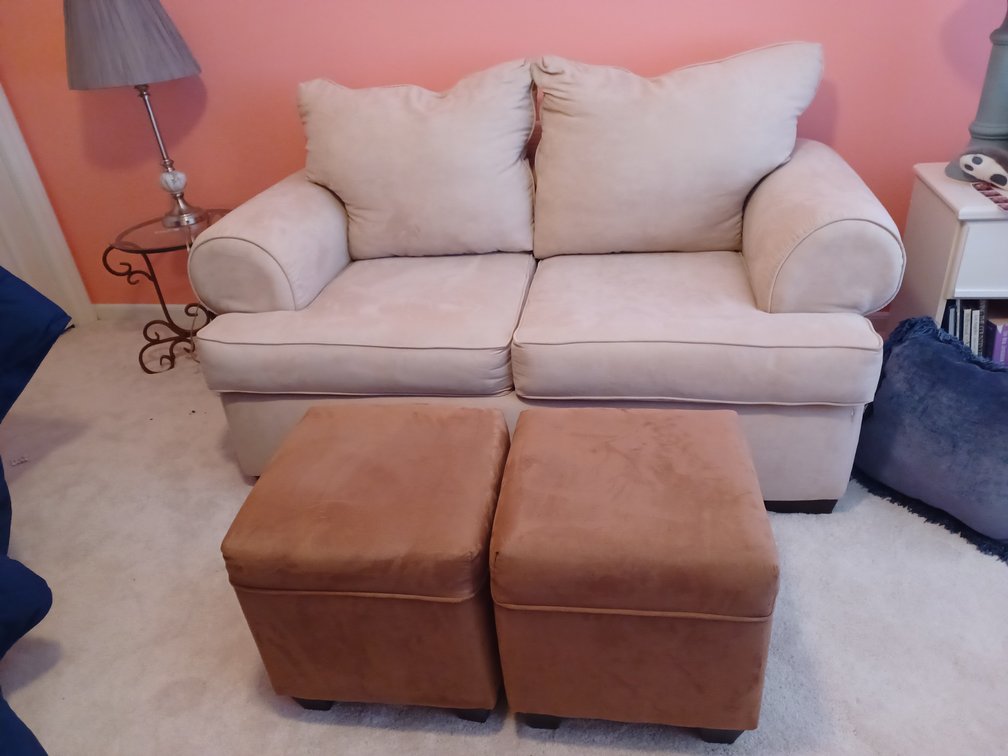 Love Seat and Foot Stools