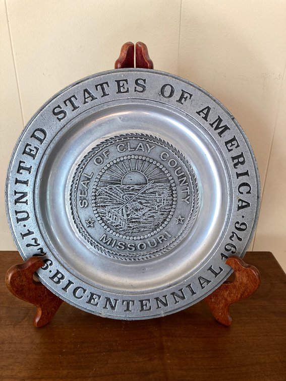 Pewtarex Limited Edition Pewter Clay County Bicentennial Plate - holder not included