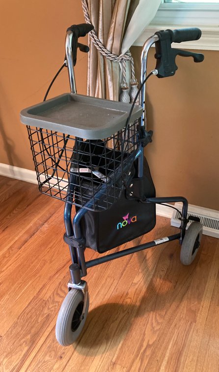 Nova Traveler 3 Wheel Roll Walker w/Hand Breaks, Tray and Bag