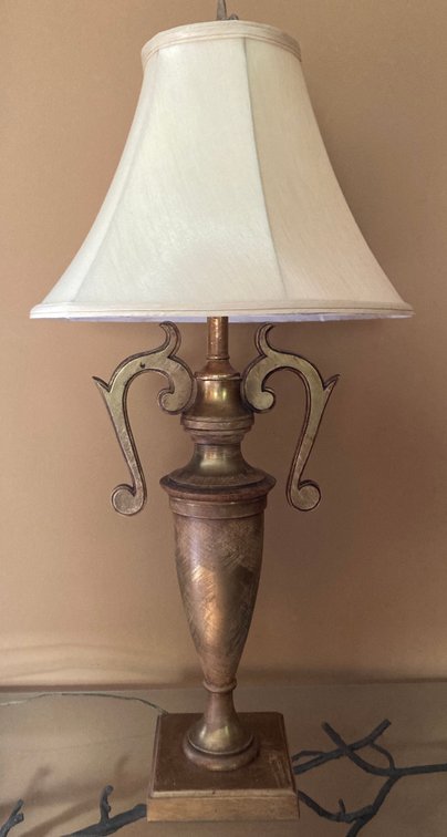 Heavy Gold Tone Metal Lamp 32”