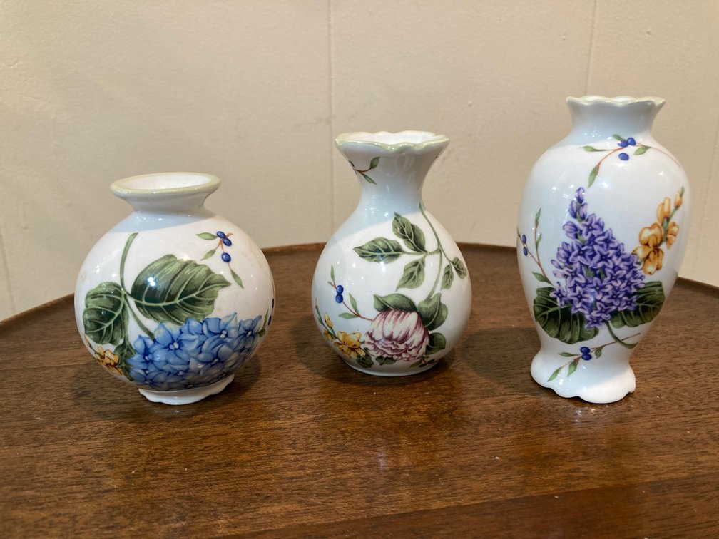 Princess House Vintage Garden Mini Vases Lot of 3