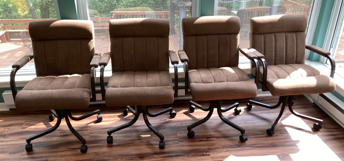 Lot of 4 Brown and Gold Office Chairs