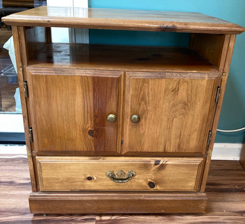 Vintage Wood Microwave/TV Stand 29”h x 27”w x 17”d