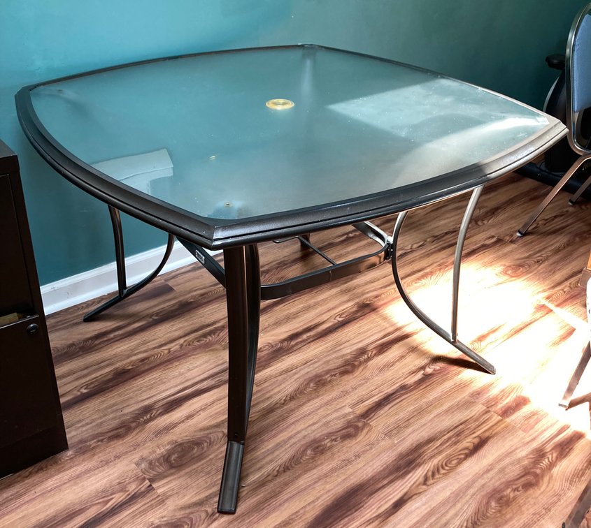 Black Metal w/Textured Glass (underside) Patio Table 44x44x28