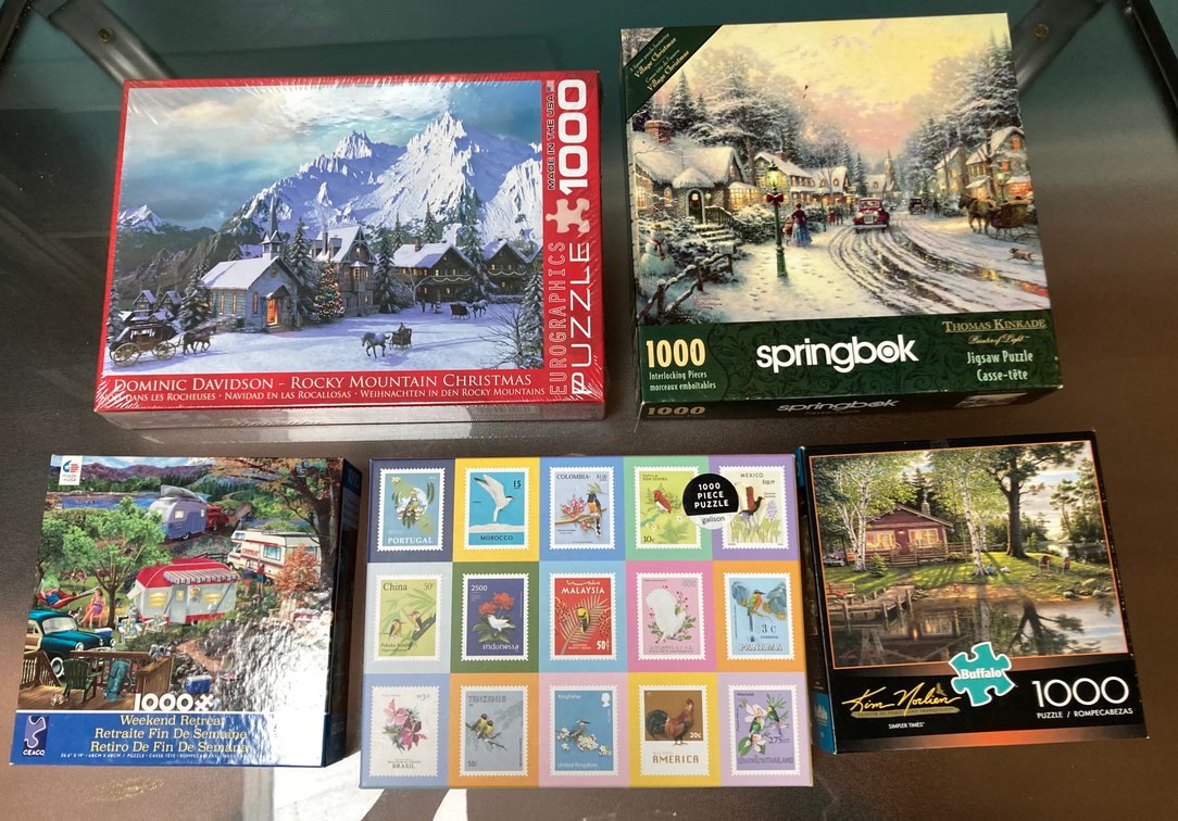 Lot of Five 1000piece Puzzles, Complete
