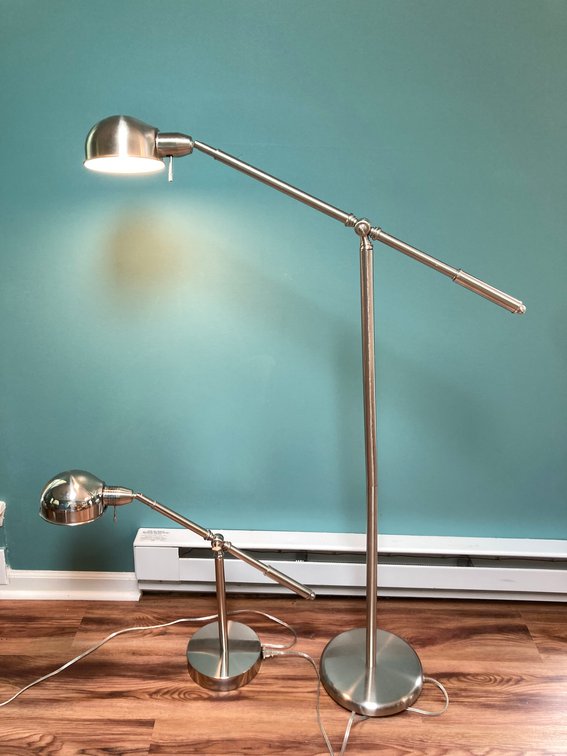 Adjustable Floor and Desktop Chrome Lamps - floor lamp needs shoring up