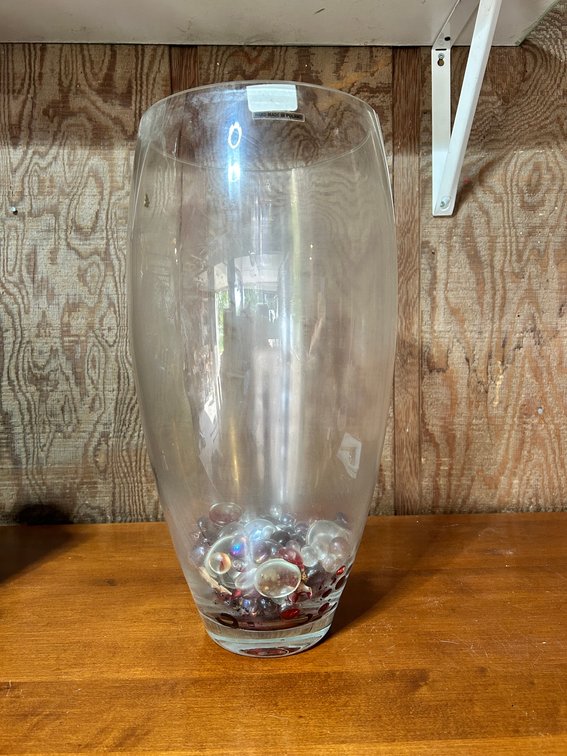 Large Clear Crystal Vase Made in Poland - 17"