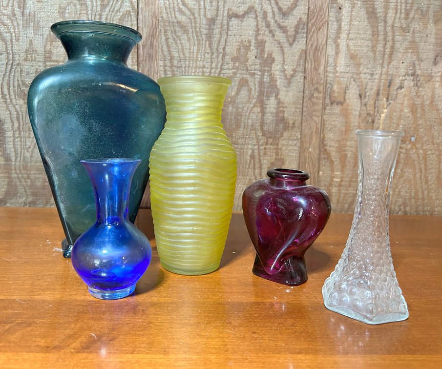 Lot of Colorful Glass Vases