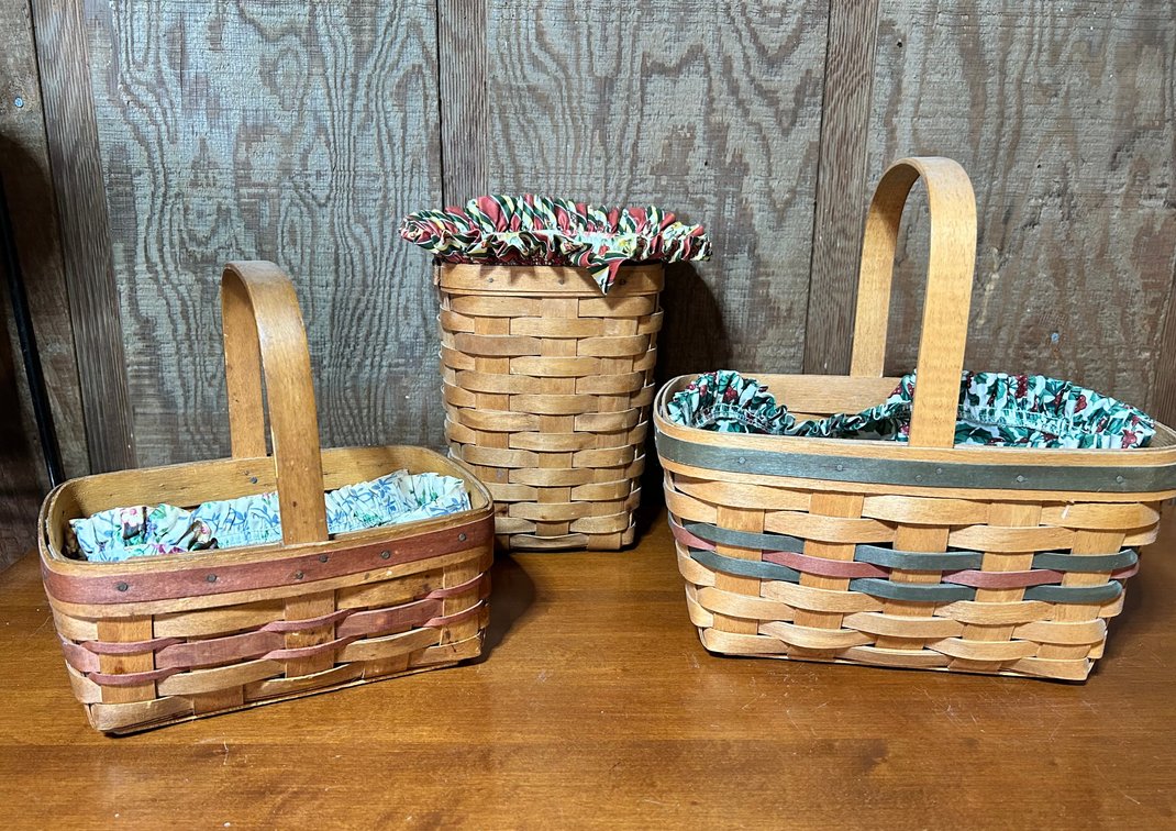 3 Longaberger Baskets w/Liners