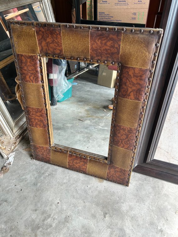 Leather-Look Wall Mirror 24.5x31