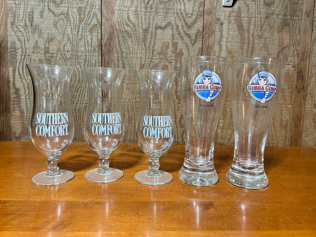 Southern Comfort and Bubba Gump Glasses