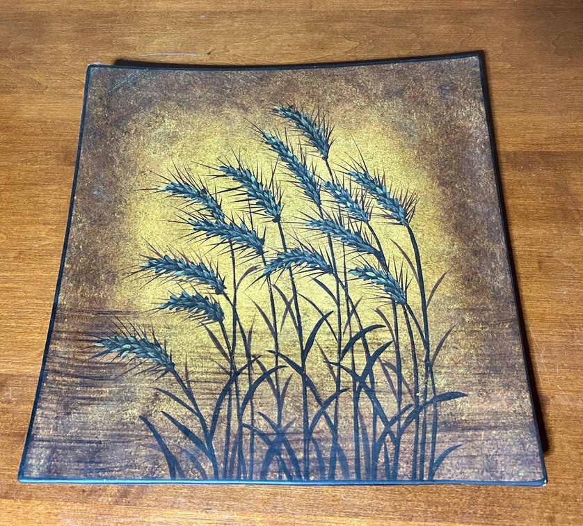 Square Ceramic Bowl w/Wheat Pattern 12x12