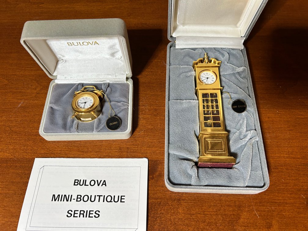 Bulova Alarm Bell Gemini and New Castle Mini Clocks
