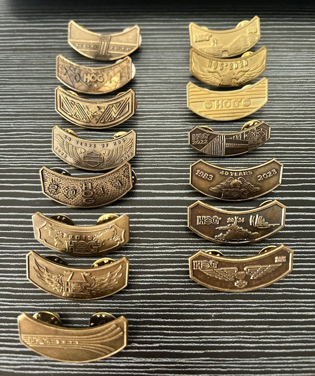HOG Curved Rocker Lapel/Vest Pins