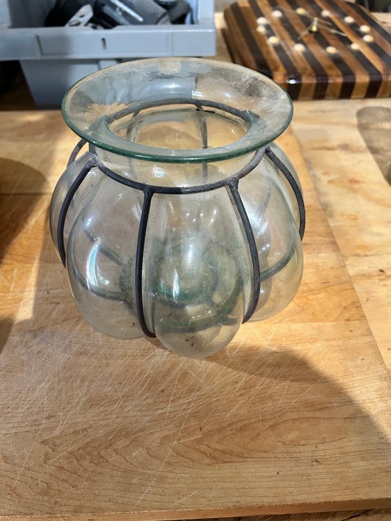 Vintage Hand Blown Caged Glass Vase