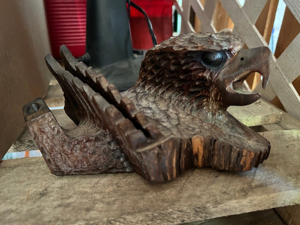Vintage Hand Carved Eagle Pen & Note Holder
